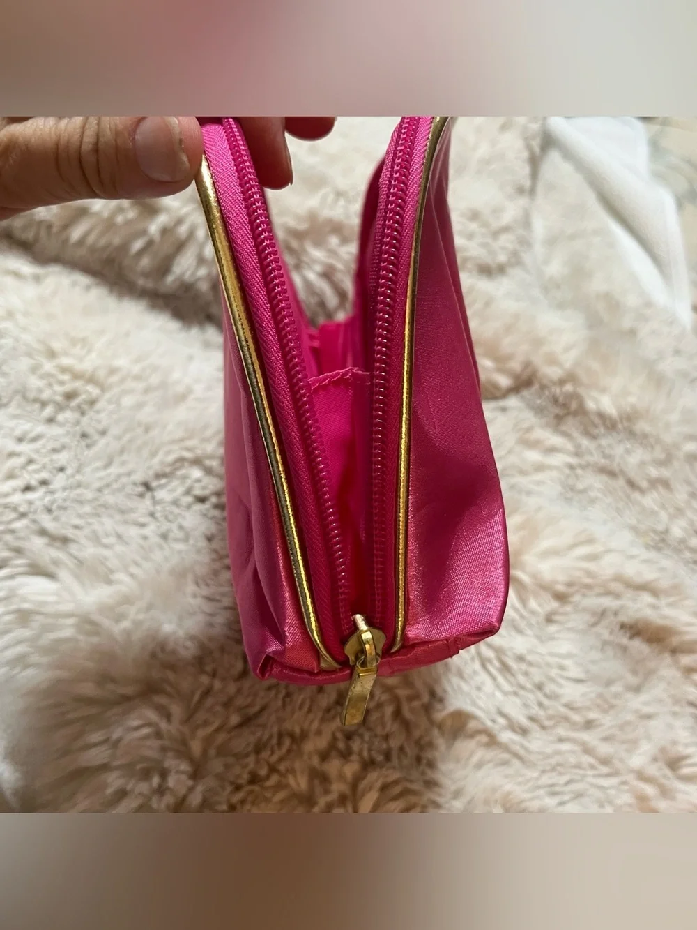 Pink Satin Travel Cosmetic Pouch - Unbranded 02-15